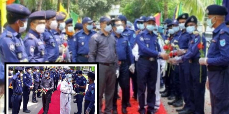 করোনাজয়ী ১০১ সদস্যকে সংবর্ধনা দিলো নারায়ণগঞ্জ পুলিশ