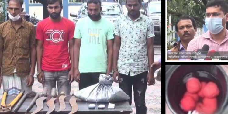সোনারগাঁয়ে বোমা ও অস্ত্রসহ ডাকাত দল আটক
