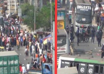 সোনারগাঁয়ে় পোশাক শ্রমিকদের বিক্ষোভ, অবরোধ