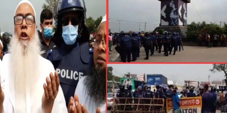 দুর্ভোগ সৃষ্টি ও পুলিশি বাধার পরও ঢাকার পথে না’গঞ্জের হেফাজত