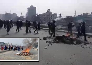 সিদ্ধিরগঞ্জে শ্রমিকদের সঙ্গে পুলিশের সংঘর্ষ – ধাওয়া