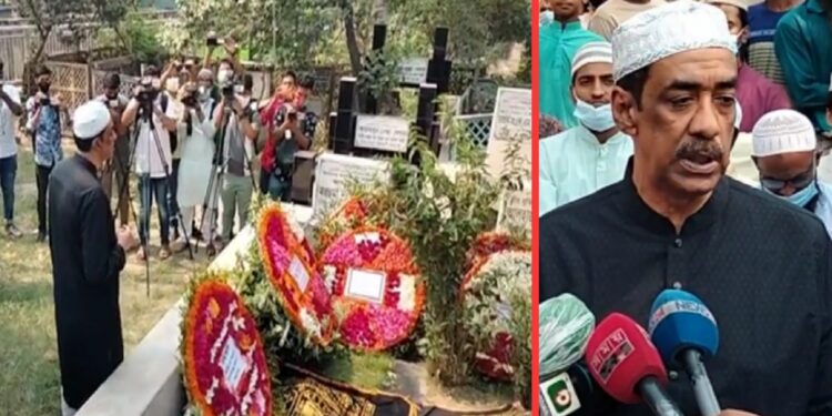 ‘মুখোশ উন্মোচন করবো’- করবস্থানে সাংবাদিকদের শামীম ওসমান