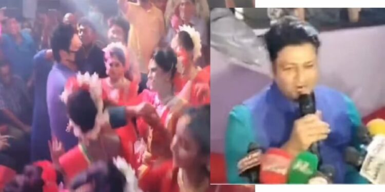 নারায়ণগঞ্জের পূজামণ্ডপে নাচলেন ফেরদৌস