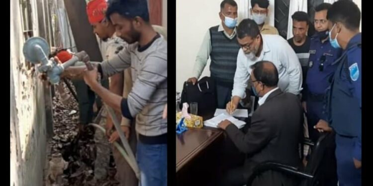 বন্দরে তিন কারখানার অবৈধ গ্যাস সংযোগ বিচ্ছিন্ন