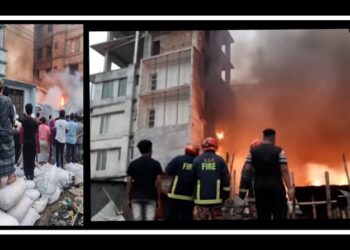 ফতুল্লায় আগুনে পুড়ল ১০টি ঝুটের গুদাম
