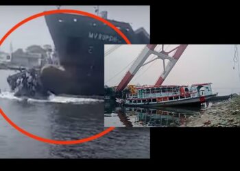 শীতলক্ষ্যায় কার্গো ধাক্কায় ডুবন্ত লঞ্চ ১৬ ঘন্টা পর উদ্ধার