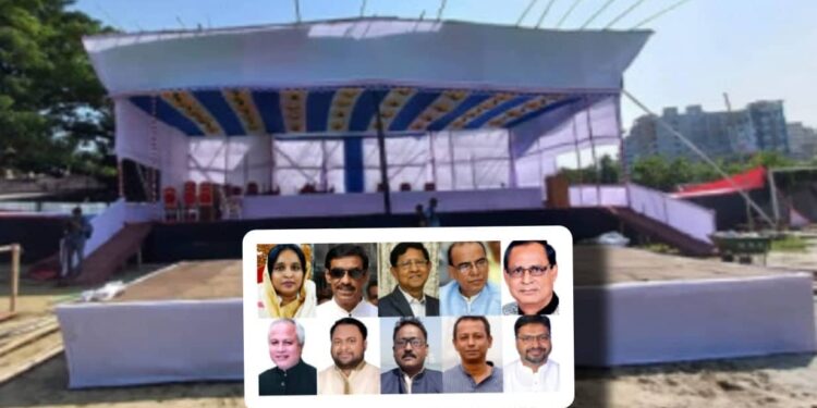 সম্মেলনের জন্য নৌকার আদলে তৈরি হচ্ছে মঞ্চ