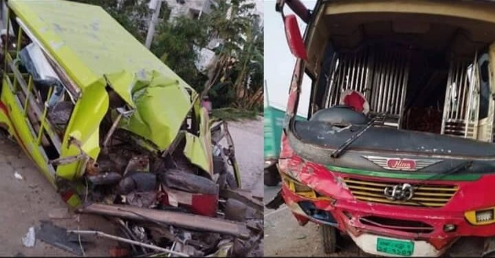 মহাসড়কে বাস ও লেগুনার সংঘর্ষে নিহত ২