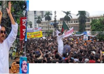 বৃষ্টিতে ভিজে শান্তি সমাবেশে শামীম ওসমানের স্লোগান