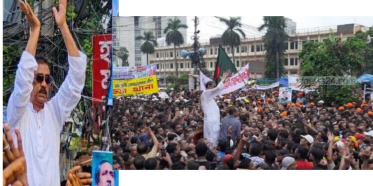 বৃষ্টিতে ভিজে শান্তি সমাবেশে শামীম ওসমানের স্লোগান