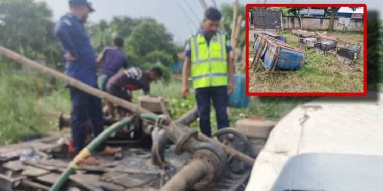 মেঘনায় অবৈধ বালু উত্তোলন, নৌ পুলিশের অভিযান