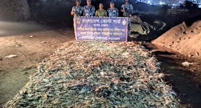 কোস্টগার্ডের অভিযানে ৬ টন বিষাক্ত জেলিযুক্ত চিংড়ি জব্দ