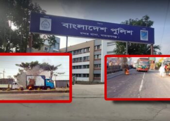 বন্দরে দুই গাড়িতে আগুন