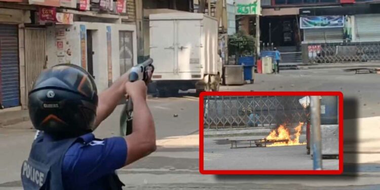 চাষাঢ়ায় পুলিশ-যুবদল সংঘর্ষ, গুলিবিদ্ধ ৩