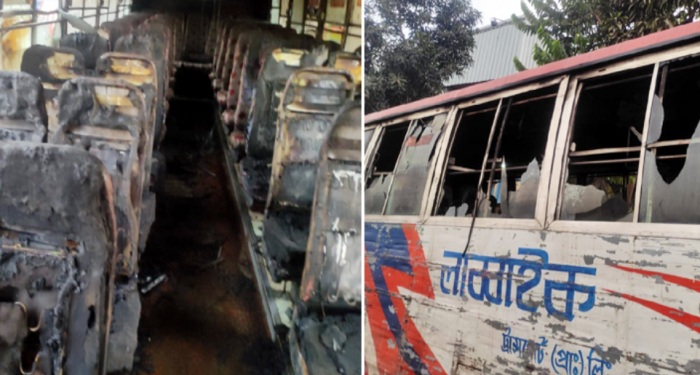 সিদ্ধিরগঞ্জে মধ্যরাতে বাসে আগুন