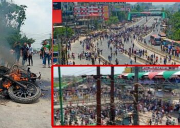 কাচঁপুর উত্তাল, সড়ক দখল করে অগ্নিসংযোগ