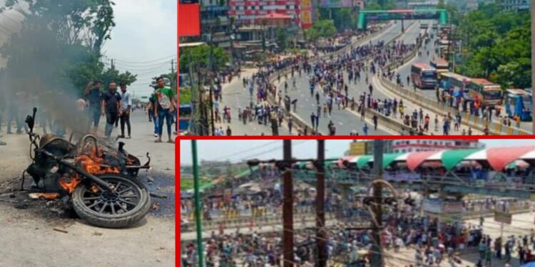 কাচঁপুর উত্তাল, সড়ক দখল করে অগ্নিসংযোগ