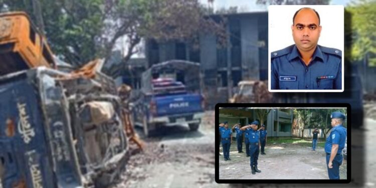 আড়াইহাজার থানার ধ্বংসস্তুপ পরিদর্শণে নব নিযুক্ত এসপি প্রত্যুষ মজুমদার