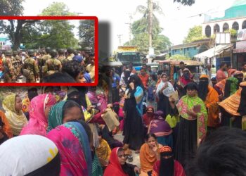 পোষাক শ্রমিকদের বকেয়া বেতনের দারীতে ফতুল্লায় সড়ক অবোরোধ