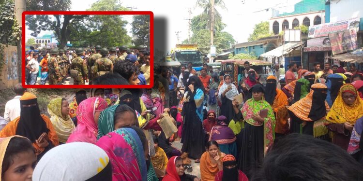 পোষাক শ্রমিকদের বকেয়া বেতনের দারীতে ফতুল্লায় সড়ক অবোরোধ