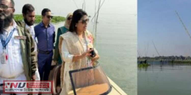 সোনারগাঁয়ে মেঘনা নদীর মাছে ঘের উচ্ছেদ