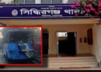 শিমরাইল মোড়ে যাত্রীবাহী মিনিবাসে অগ্নিকাণ্ড