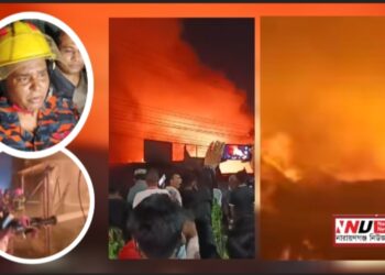 ফতুল্লার লিংক রোডে ঝুটের গুদামে ভয়াবহ আগুন