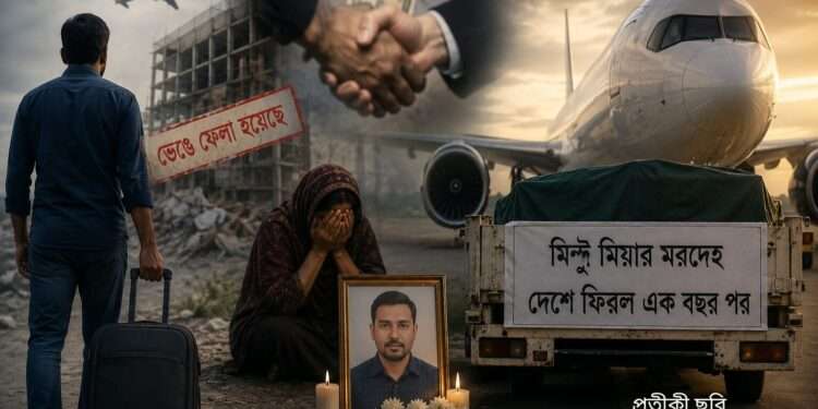 কম্বোডিয়ায় স্বপ্নভঙ্গ, এক বছর পর দেশে ফিরল মিন্টুর লাশ